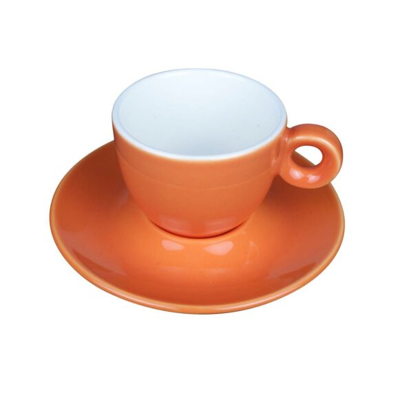 Bekijk de Bola Koffie oranje-roomwit 15 cl. SET Kop en schotel Sets